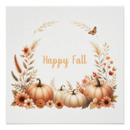 Póster Watercolor Happy Fall