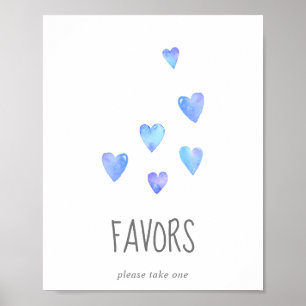 Póster Watercolor Hearts Boy Baby Shower favorece el Rótu
