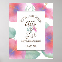 Póster Watercolor Hibiscus Maui Boda