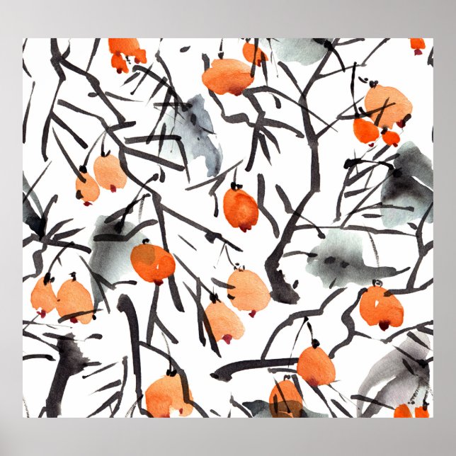 Póster Watercolor Ink Berries deja Ilustracion (Frente)