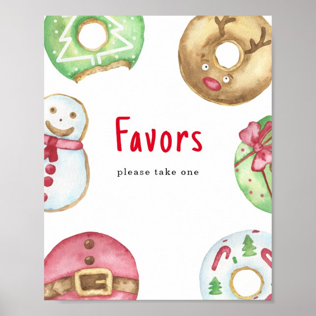 Póster Watercolor invierno ducha bebé Favor, toma uno (Frente)