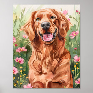 Póster Watercolor Irlandés Setter Dog Wall Art Poster