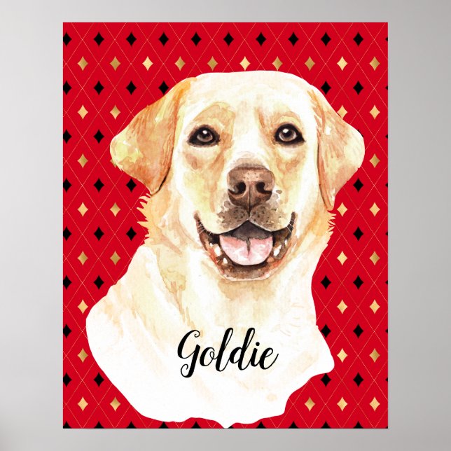 Póster Watercolor Labrador Retriever Dog Personalized (Frente)