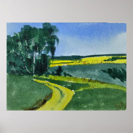 Póster Watercolor Landscape Painting 