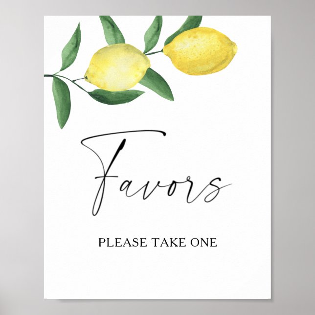 Póster Watercolor lemon branch - favors please take one (Frente)