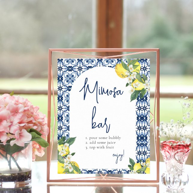 Póster Watercolor Lemon Bridal Shower Mimosa Bar (Subido por el creador)