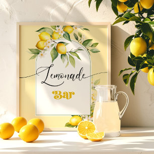Póster Watercolor Lemon cumpleaños Lemonade Bar Poster