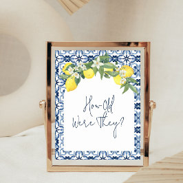 Póster Watercolor Lemon Positano Bridal Shower Games