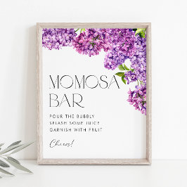 Póster Watercolor Lilac Flores Baby Shower Mimosa Bar