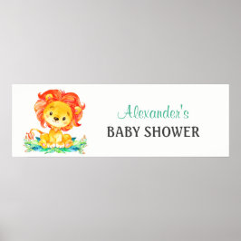Póster Watercolor Lion Baby Shower