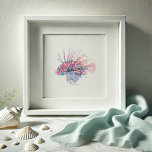 Póster Watercolor Lionfish Art<br><div class="desc">Perfecto para dormitorios, espacio de oficinas y zonas de estar en su casa costera de playa. Esta impresión de peces tropicales muestra una reproducción de mi arte original de lionfish color agua pintado a mano en tonos azules y rojos con un toque de amarillo. Para ver más criaturas del mar...</div>