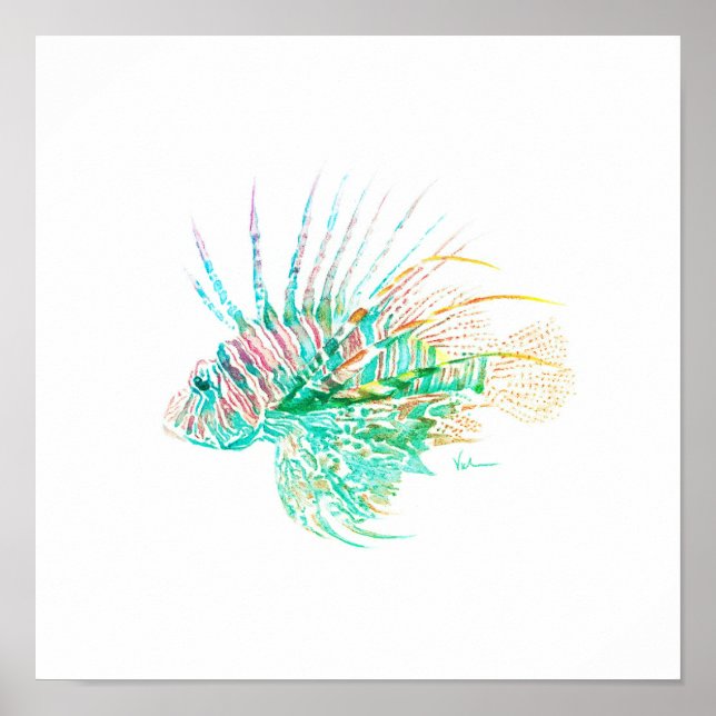Póster Watercolor Lionfish Art Poster (Frente)