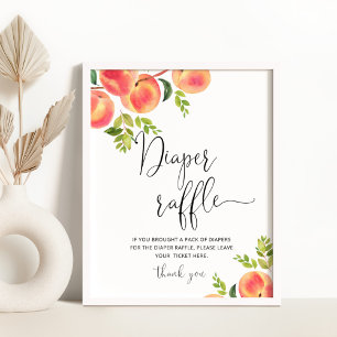 Póster Watercolor little peach diaper raffle sign