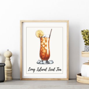 Póster Watercolor Long Island Iced Tea Coctail