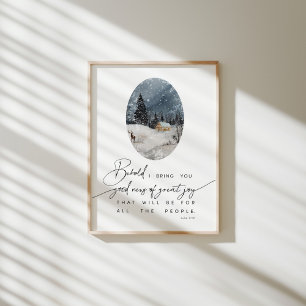 Póster Watercolor Luke 2:10 Navidades poster
