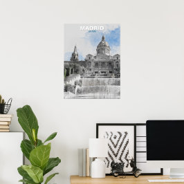 Póster Watercolor Madrid Skyline Poster - España