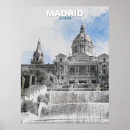 Póster Watercolor Madrid Skyline Poster - España