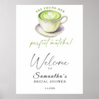 Watercolor matcha tea Té Noche de bienvenida
