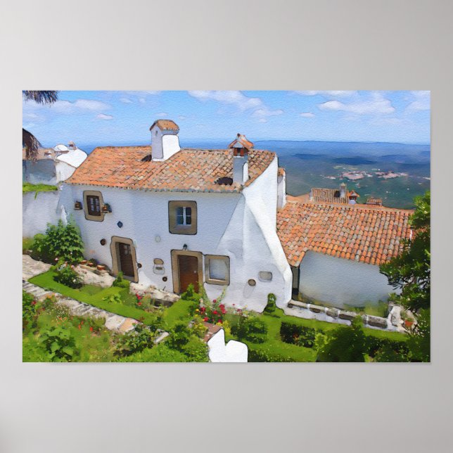 Póster Watercolor Mediterranean house (Frente)