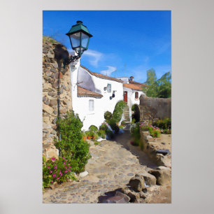 Póster Watercolor Mediterranean village