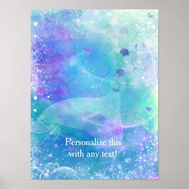 Póster Watercolor Mermaid Tail Birday Party Banner Art (Frente)