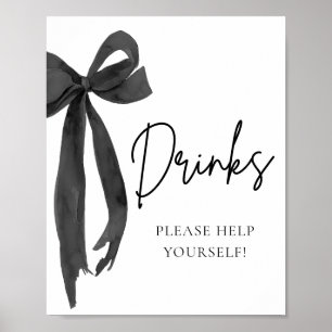 Póster Watercolor Moderno Elegante Negro Bow Bebe Rótulo