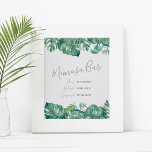Póster Watercolor Monstera deja el bar Mimosa<br><div class="desc">Utilice este símbolo del Mimosa Bar para decorar su mesa y ayudar a los huéspedes a preparar sus bebidas. Diseñado con mis hojas de palma de color agua originales, este letrero es perfecto para el brunch y el buceo, las duchas de novia, las duchas para bebés, los bodas o lo...</div>