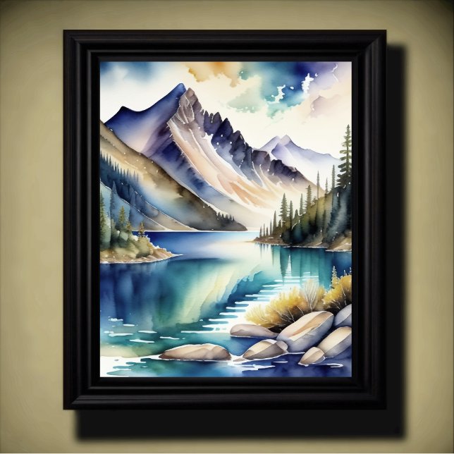 Póster Watercolor Mountain Lake Scene 4:5 Poster (Subido por el creador)