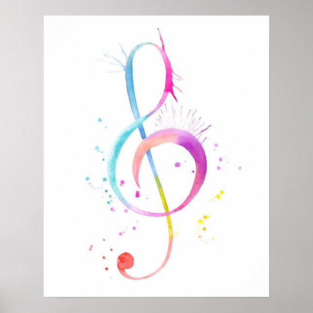 Póster Watercolor Music Note Print (Frente)