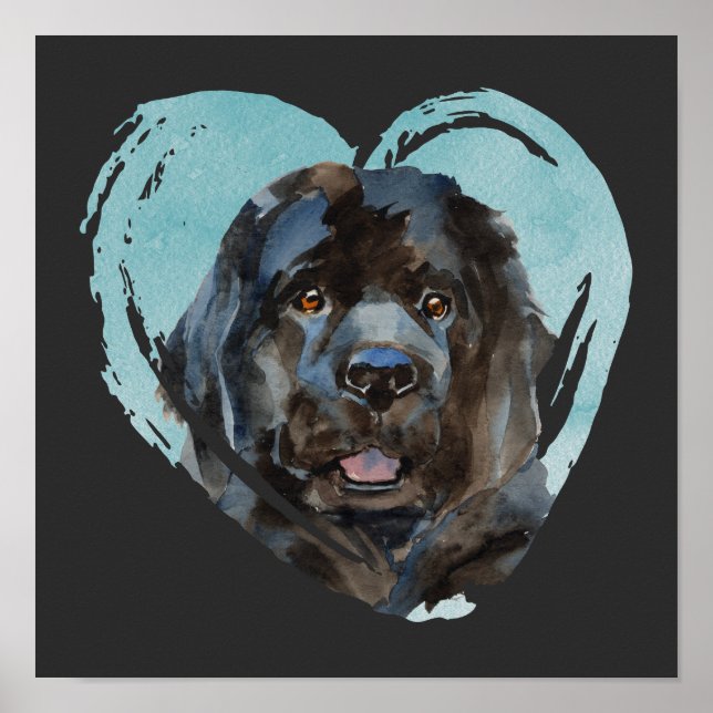 Póster Watercolor Newfoundland Portrait (Frente)