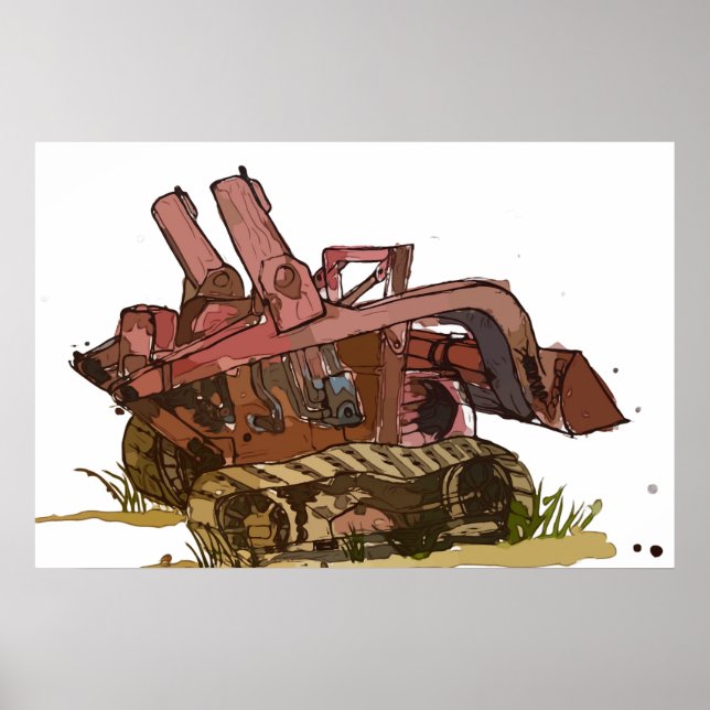 Póster Watercolor of a orange cat tracked logger (Frente)