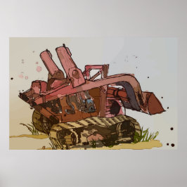 Póster Watercolor of a orange cat tracked logger