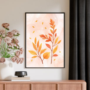 Póster Watercolor Otumn deja Poster botánico