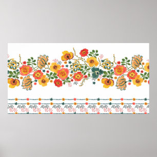 Póster Watercolor painting seamless pattern with stylized