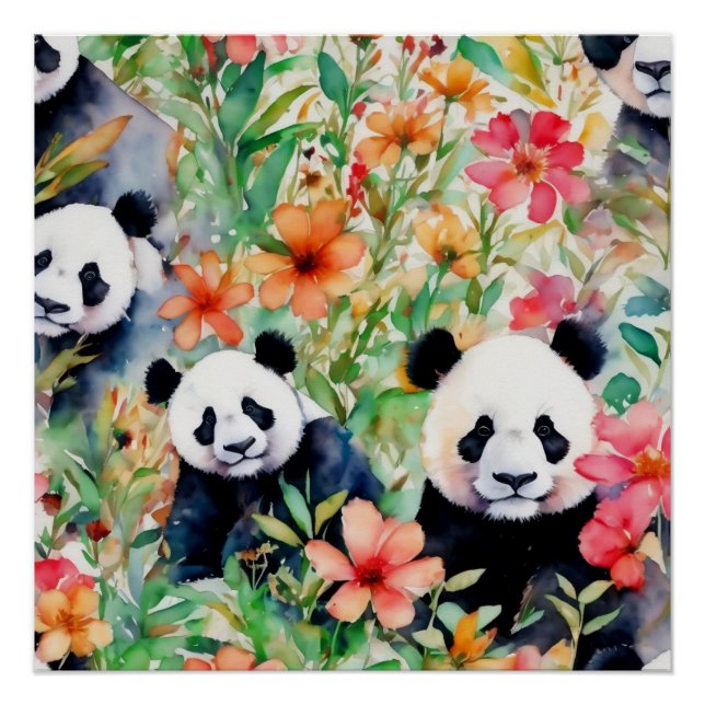 Póster Watercolor Panda Bear (Anverso)