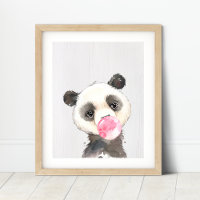 Watercolor Panda Bubble Nursere Art Print
