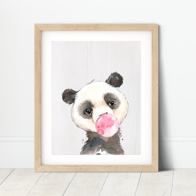 Póster Watercolor Panda Bubble Nursere Art Print (Subido por el creador)