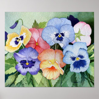 Póster Watercolor Pansies II Art Print