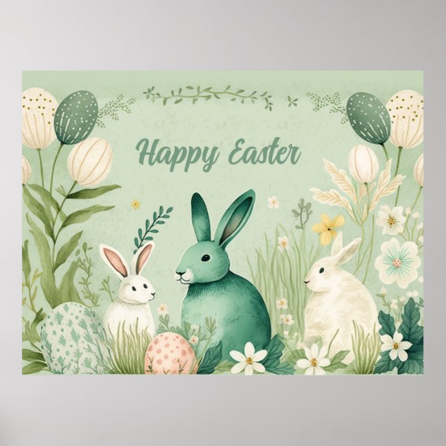 Póster Watercolor Pascua ilustracion hermoso (Frente)