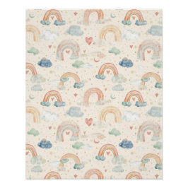 Póster Watercolor Pastel Rainbow Nursery Art