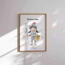 Póster Watercolor pelo oscuro chica la armadura de la hue