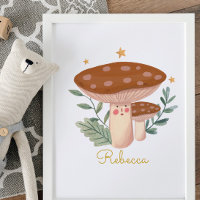 Watercolor Pequeño champiñón rojo Poster