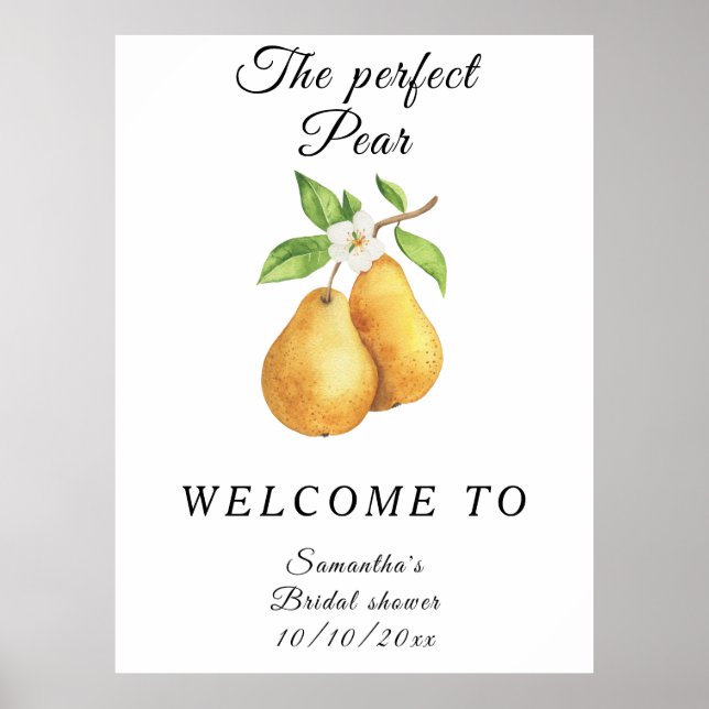Póster Watercolor Perfect Pear Welcome Briower (Frente)