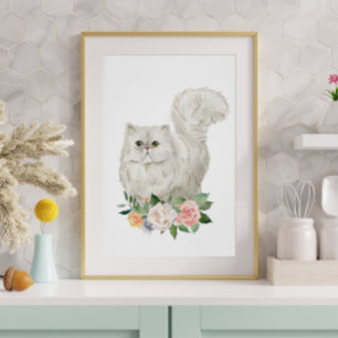 Póster Watercolor Persian Cat Art Print