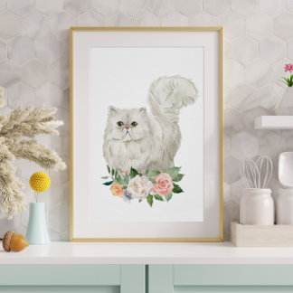 Póster Watercolor Persian Cat Art Print