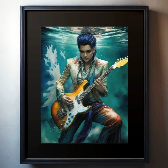 Póster Watercolor Persona Subacuática Jugando Guitarra (Subido por el creador)