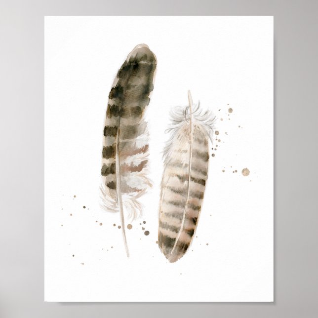 Póster Watercolor Pheasant Feather Art 3- 8x10 (Frente)