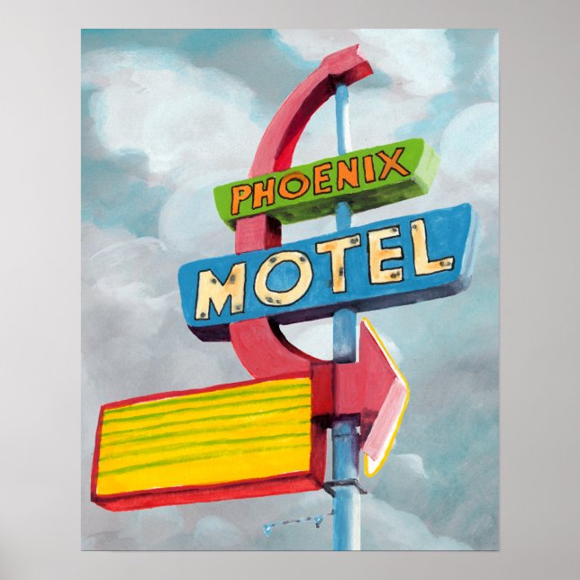 Póster Watercolor Phoenix Motel (Frente)