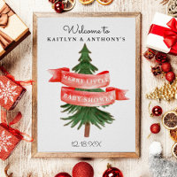 Watercolor Pine Tree Merry Little Baby Shower