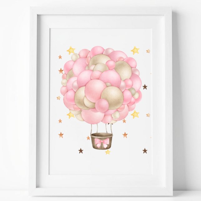 Póster Watercolor Pink and Gold Hot Air Balloon Printable (Subido por el creador)